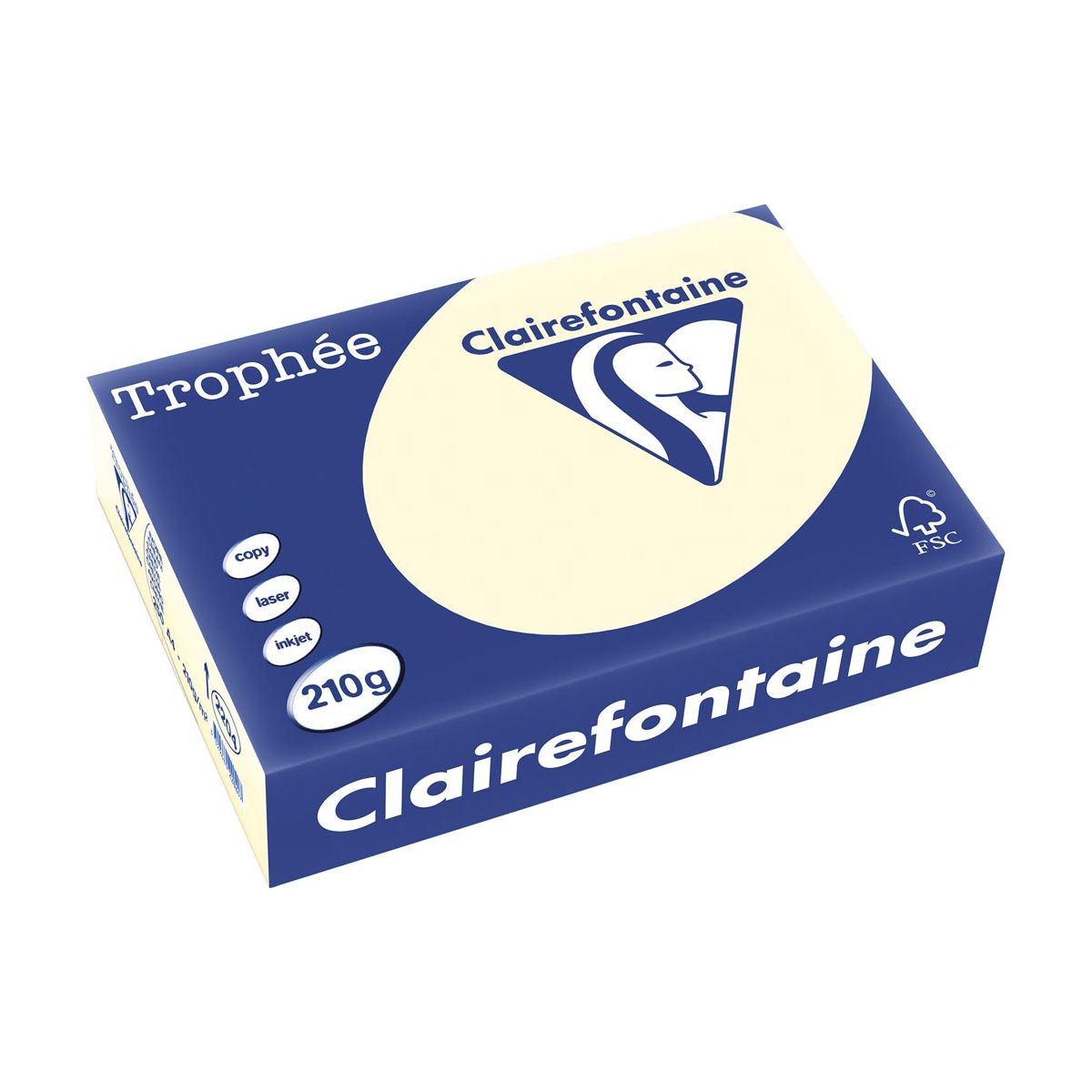 Clairefontaine - Trophée tel, gekleurd papier, A4, 210 g, 250 vel, crème