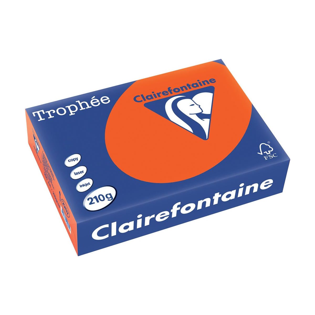 Clairefontaine - Trophée intensiv, farbiges Papier, A4, 210 g, 250 Blatt, Kardinalrot