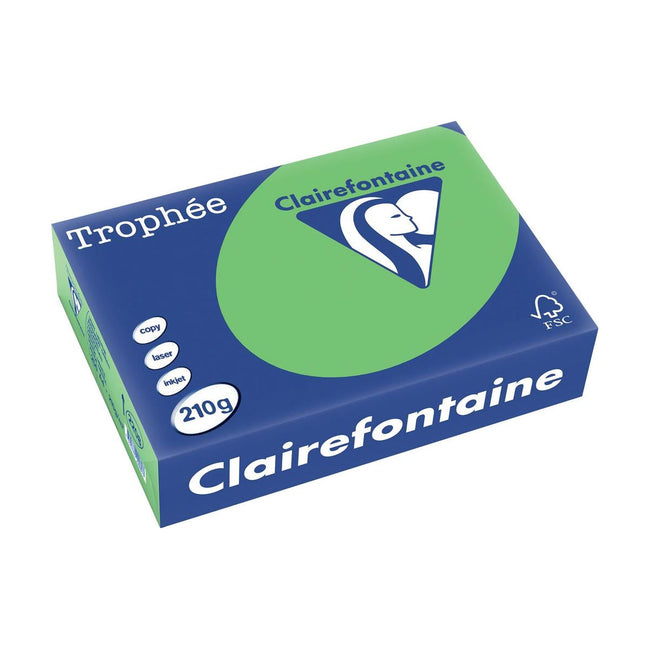 Clairefontaine - Trophée Intens, gekleurd papier, A4, 210 g, 250 vel, grasgroen