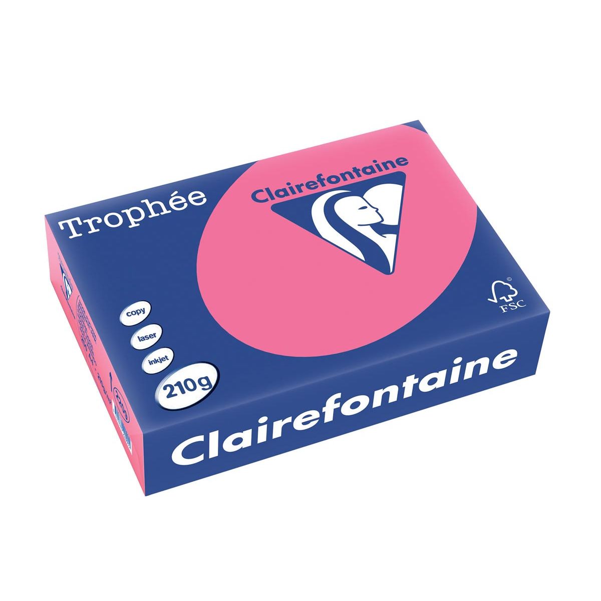 Clairefontaine - Trophée Intens, colored paper, A4, 210 g, 250 sheets, fuchsia