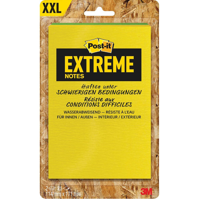 Post-it -  ® Extreme Notes, ft 114 x 171 mm, 2 blokken van 25 blaadjes, geassorteerde kleuren