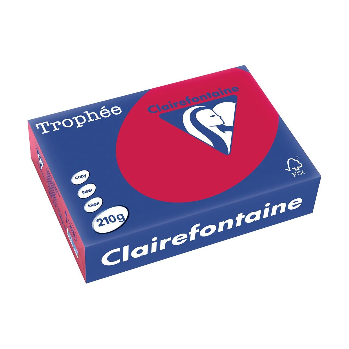 Clairefontaine - Trophée Intens, gekleurd papier, A4, 210 g, 250 vel, kersenrood