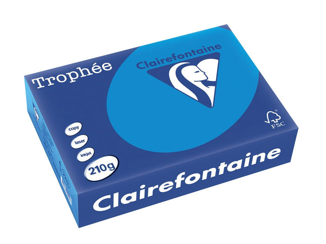 Clairefontaine - Trophée Intens, gekleurd papier, A4, 210 g, 250 vel, turkoois