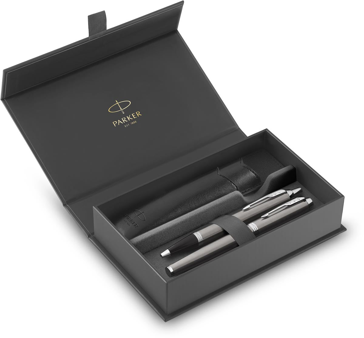 Parker -  IM vulpen en balpen, duoset, giftbox en etui, zilver