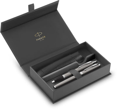 Parker -  IM vulpen en balpen, duoset, giftbox en etui, zilver