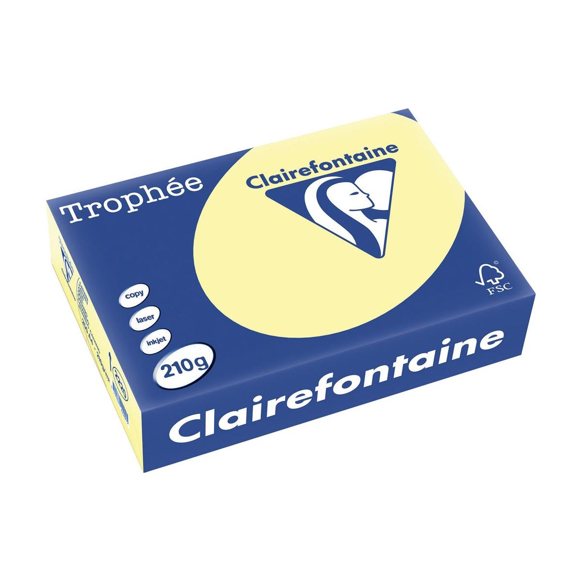 Clairefontaine - Trophée tel, gekleurd papier, A4, 210 g, 250 vel, kanariegeel