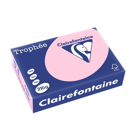 Clairefontaine - Trophée tel, papel de color, A4, 210 g, 250 hojas, rosa