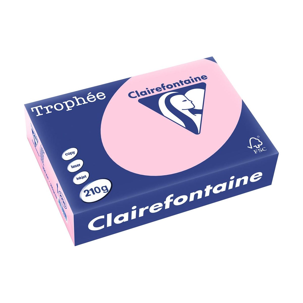 Clairefontaine - Trophée tel, gekleurd papier, A4, 210 g, 250 vel, roze