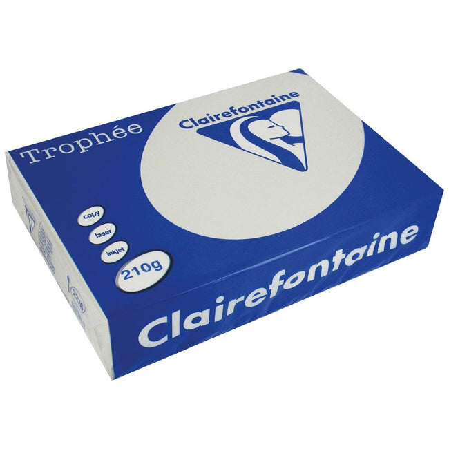 Clairefontaine - Trophée Tel, farbiges Papier, A4, 210 g, 250 Blätter, hellgrau