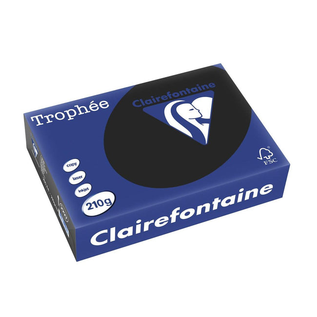 Clairefontaine -  Trophée tel, gekleurd papier, A4, 210 g, 250 vel, zwart