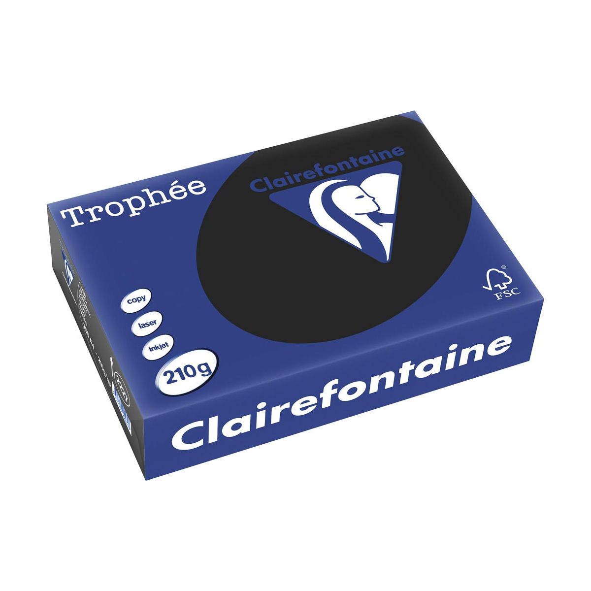 Clairefontaine - Trophée tel, gekleurd papier, A4, 210 g, 250 vel, zwart