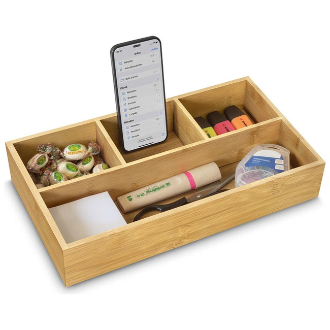 CEP - CEP desk organizer uit bamboe, liggend, 4 vakken