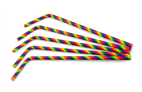 gebogenes Trinkhalmpapier Regenbogen ø6mm x 240mm 200 Stück