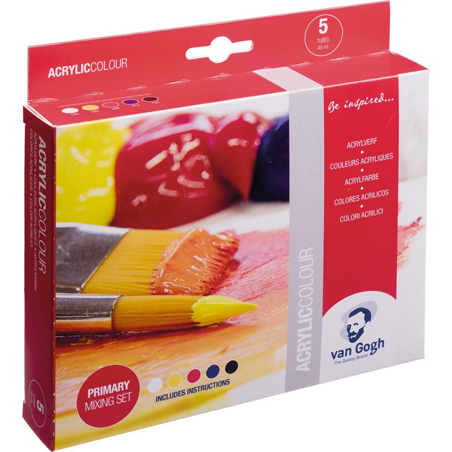 Van Gogh - acrylic paint, primary mixing set of 5 x 40 ml