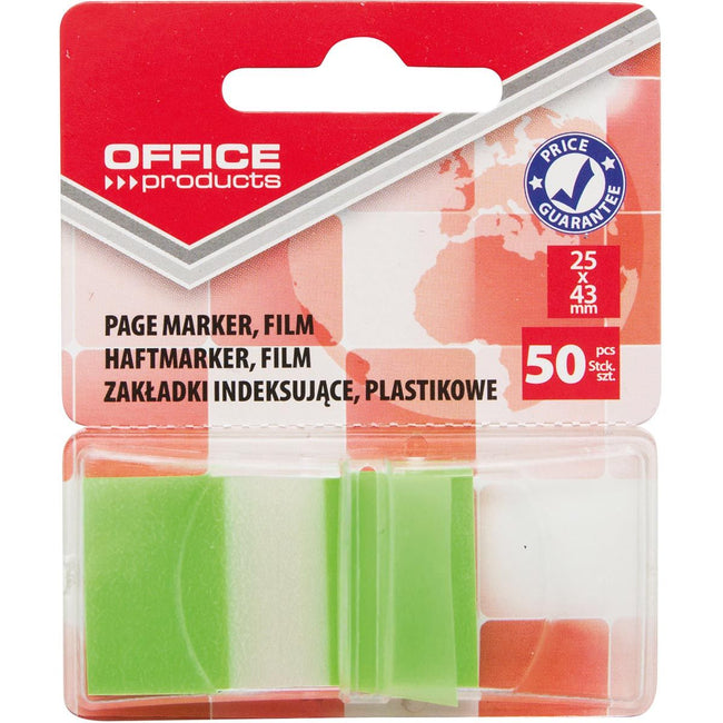 Office Products - index, 43 x 25 mm, blister of 50 tabs, green