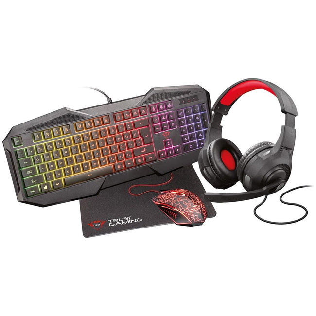 Trust-GXT 1180RW jeu de jeux 4-en-1 avec casque, clavier (azerty), souris et pad de souris