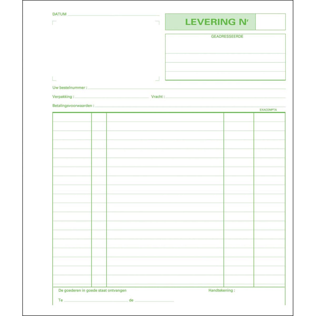 Exacompta - Leveringen, ft 21 x 18 cm, dupli (50 x 2 vel), Nederlandstalig