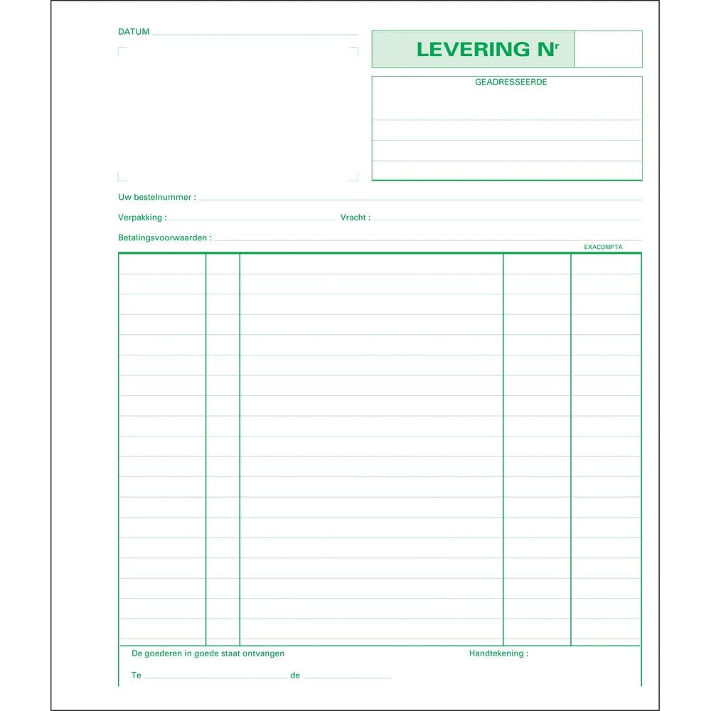 Exacompta - leveringen, ft 21 x 18 cm, tripli (50 x 3 vel), Nederlandstalig