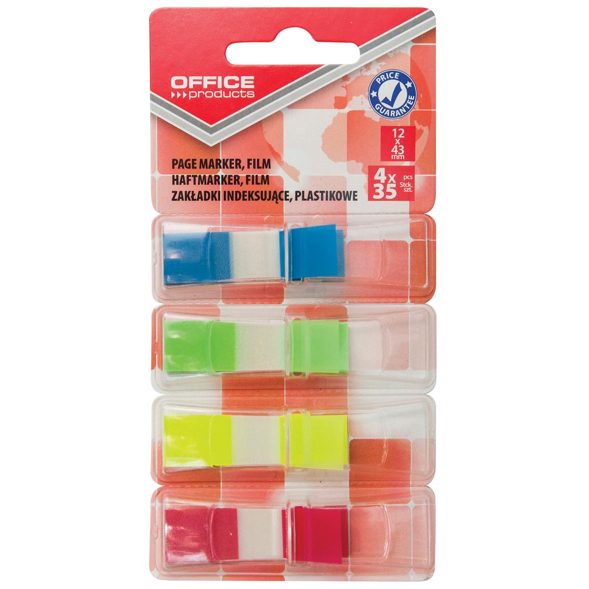 UFFICIO - indice prodotti, ft 12 x 43 mm, colori assortiti, blister da 4 x 35 compresse