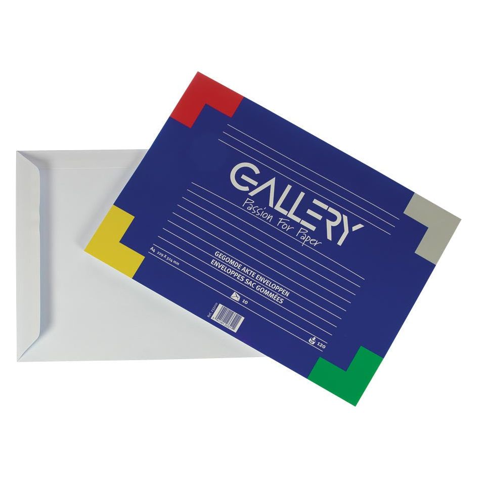 Gallery -  enveloppen ft 229 x 324 mm, gegomd, binnenzijde blauw, pak van 10 stuks