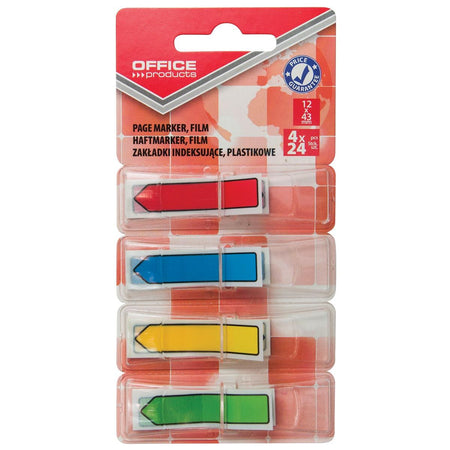 OFFICE - índice de productos, pies 12 x 43 mm, colores surtidos, blister de 4 x 24 pestañas