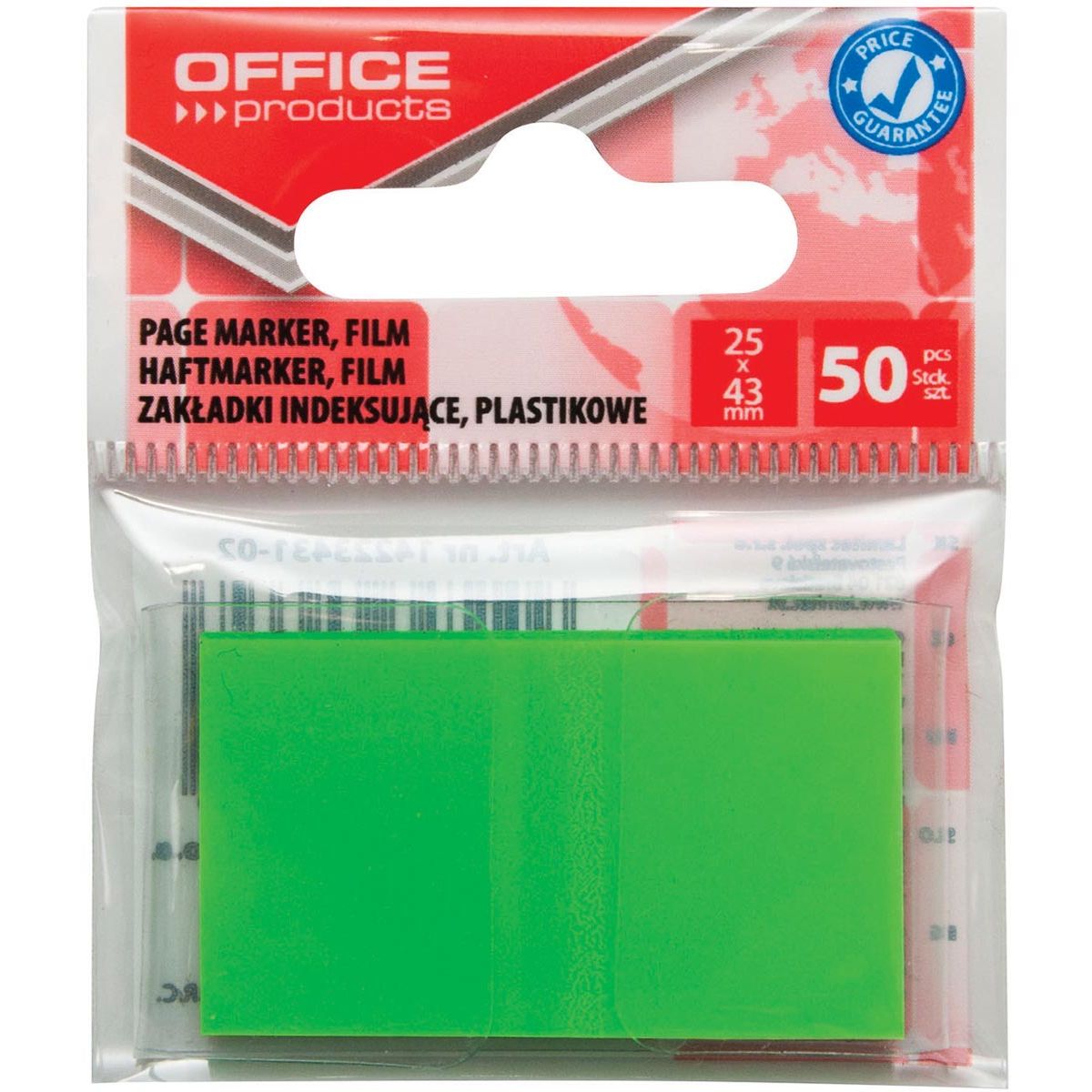 OFFICE products -   index, 25 x 43 mm, ophangzakje van 50 tabs, groen