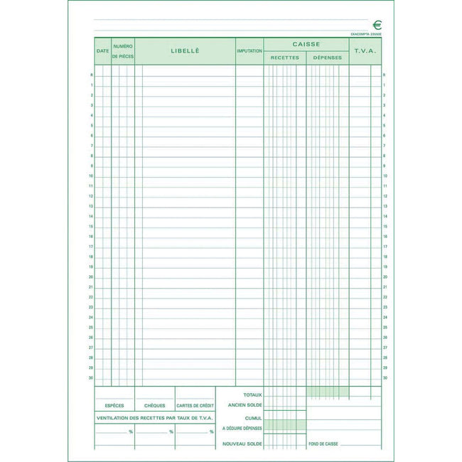 Exacompta -  kasboek, ft A4, Franstalig, dupli (50 x 2 vel)