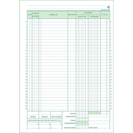 Exacompta -  kasboek, ft A4, Franstalig, dupli (50 x 2 vel)
