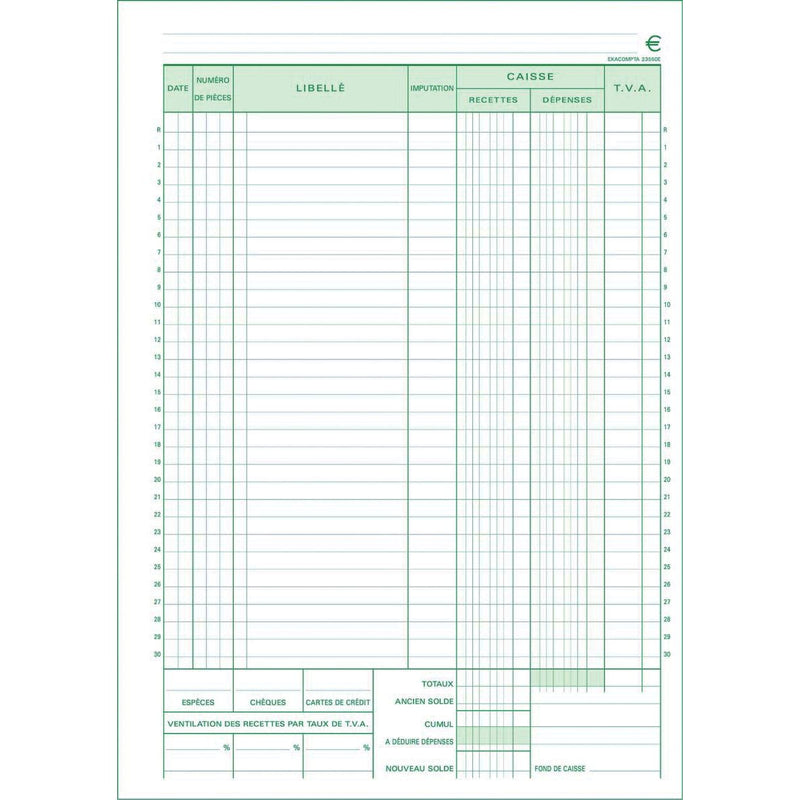 Exacompta -  kasboek, ft A4, Franstalig, dupli (50 x 2 vel)