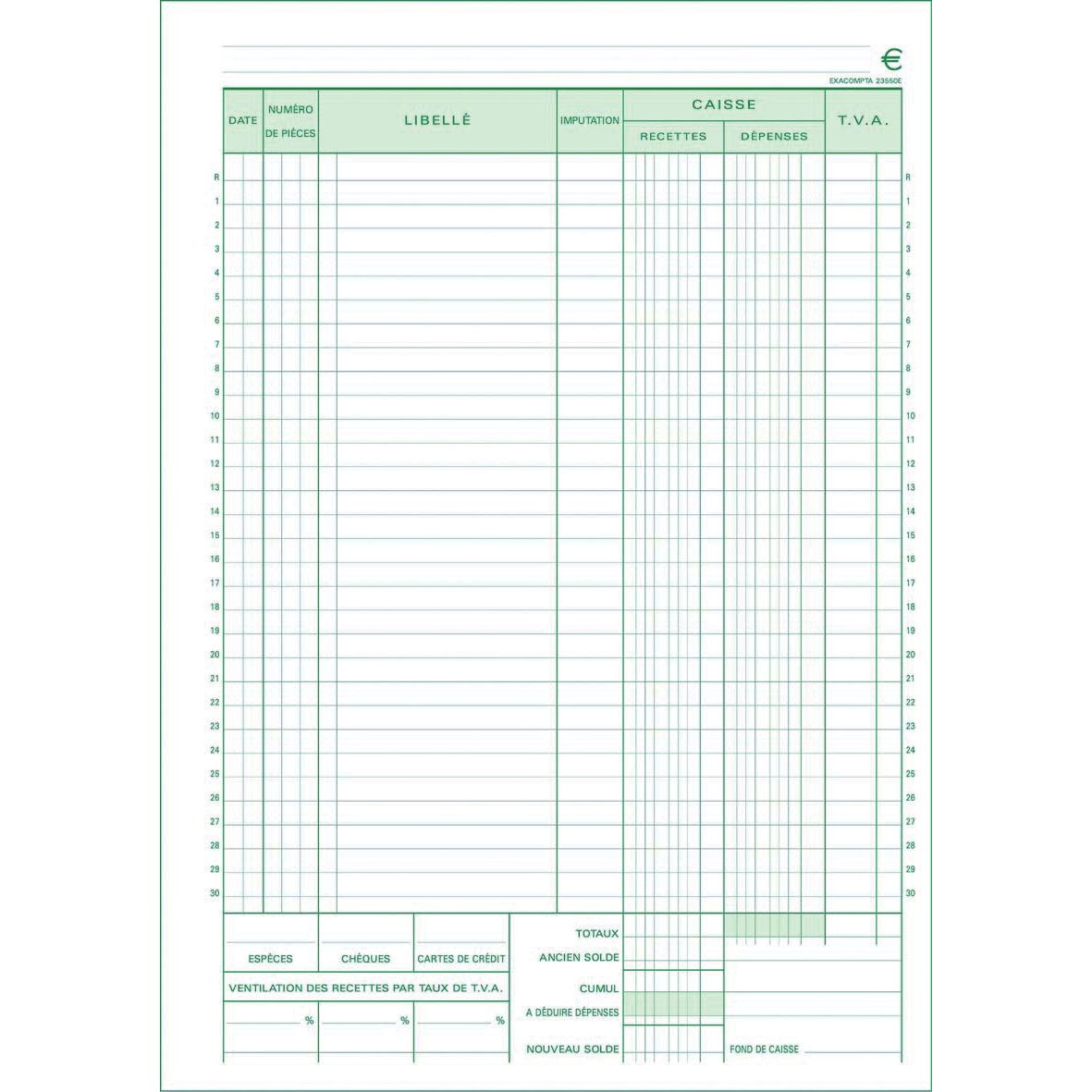 Exacompta - Kasboek, ft A4, Franstalig, dupli (50 x 2 vel)