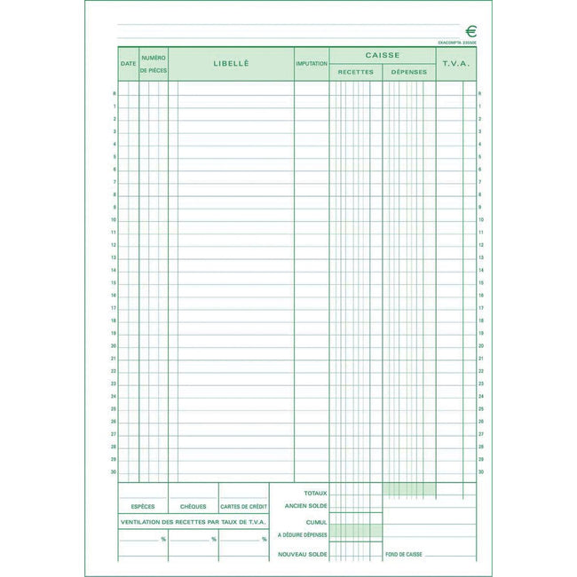 Exacompta - kasboek, ft A4, Franstalig, dupli (50 x 2 vel)