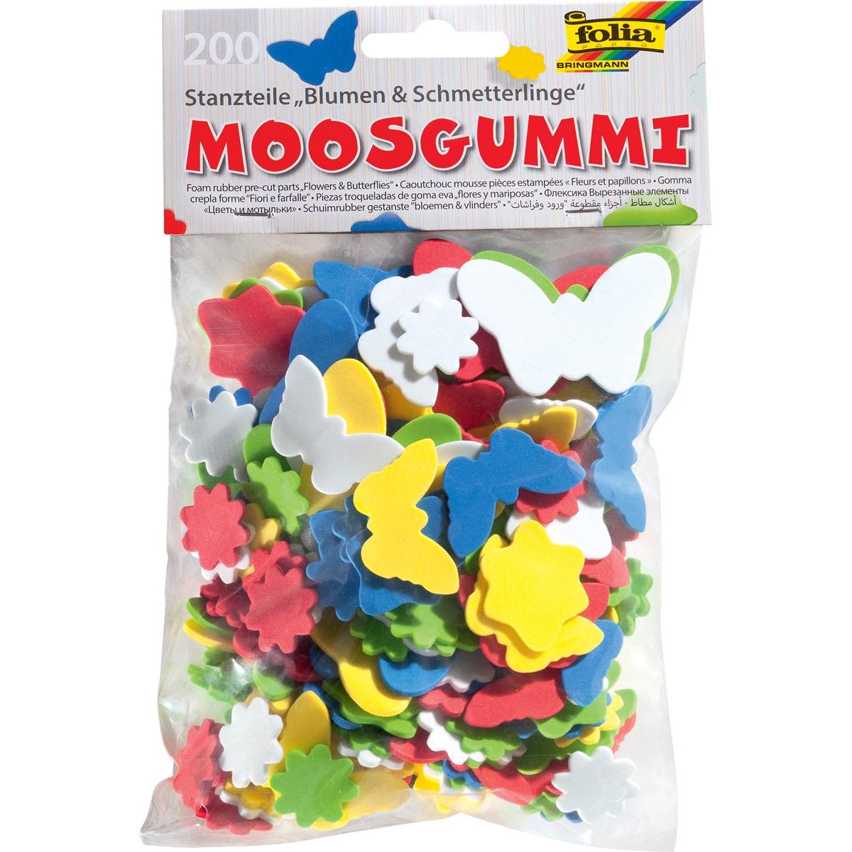 Folia - Folia Mosgummi findet Blumen und Schmetterlinge.