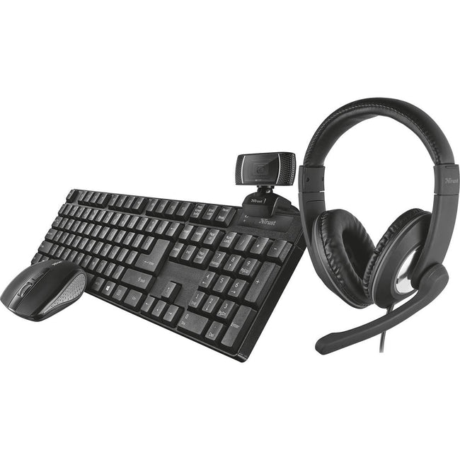 TRUST-QOBY 4-en-3 set avec webcam, casque, clavier (Azerty) et souris