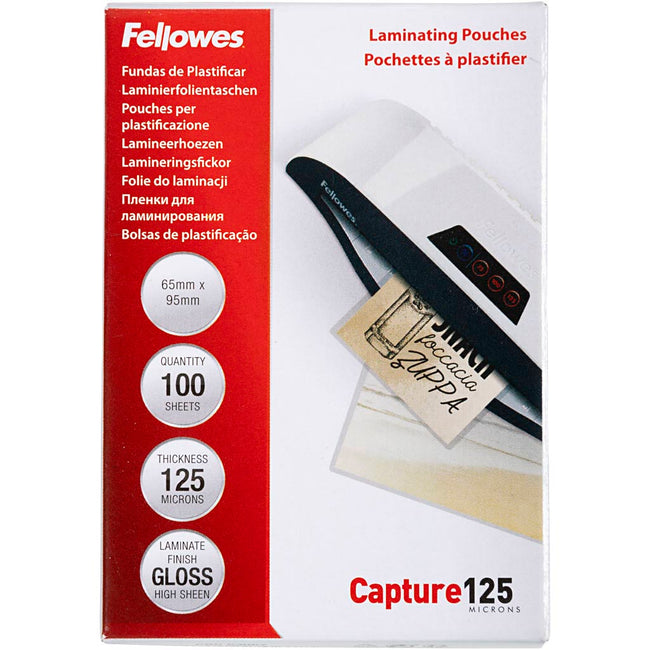 Fellowes -  lamineerhoes Capture125 ft 65 x 95 mm, 250 micron (2 x 125 micron), pak van 100 stuks
