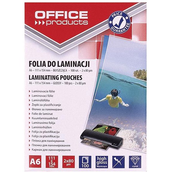 OFFICE products -   lamineerhoes A6, 160 micron (2 x 80 micron), pak van 100 stuks