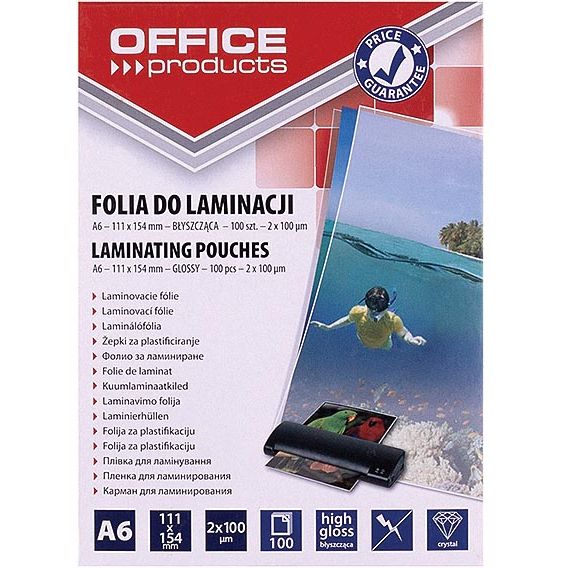 OFFICE products -   lamineerhoes A6, 200 micron (2 x 100 micron), pak van 100 stuks