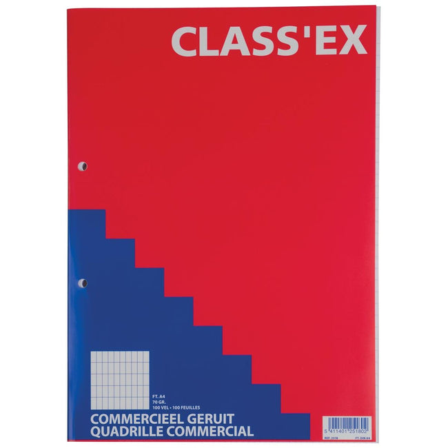 Classex - Bloc de notas Class'ex, comercial a cuadros, bloc de 100 hojas
