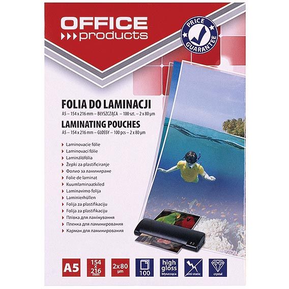 OFFICE products -   lamineerhoes A5, 160 micron (2 x 80 micron), pak van 100 stuks