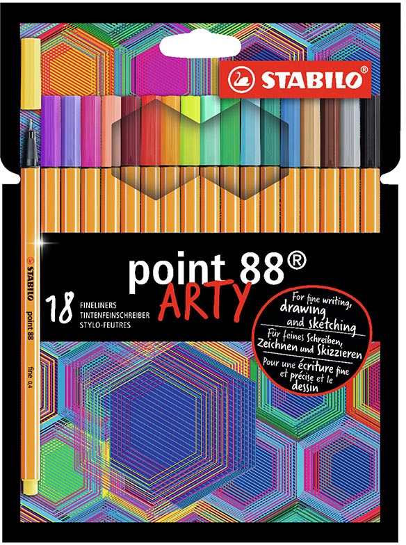 STABILO -  Point 88 fineliner ARTY, etui van 18 stuks, assorti