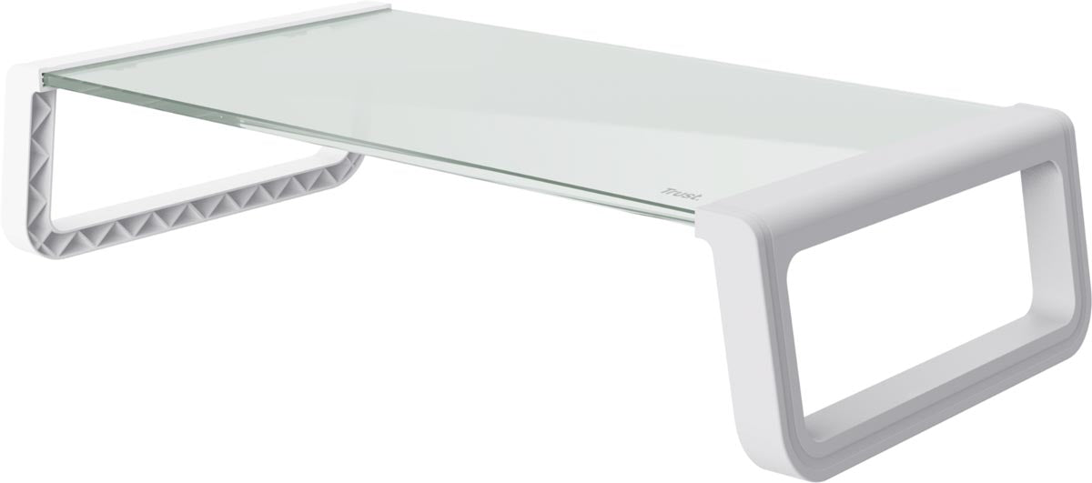 Vertrauen - Monta Monitor Stand, temperiertes Glas, weiß