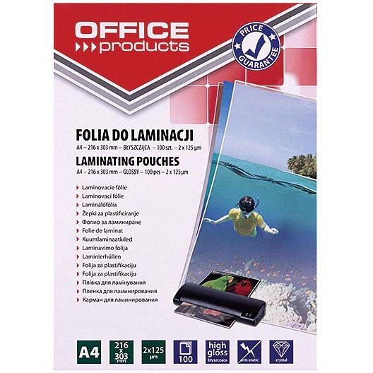 OFFICE products -   lamineerhoes A4, 250 micron (2 x 125 micron), pak van 100 stuks