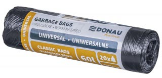 DONAU HOME -   vuilniszak, 7 micron, ft 70 x 59 cm, 60 liter, zwart, pak van 20 stuks