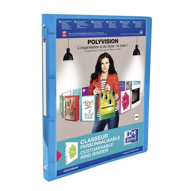 Oxford - Carpeta de anillas de presentación Polyvision A4 4 anillas O-mech 20mm azul