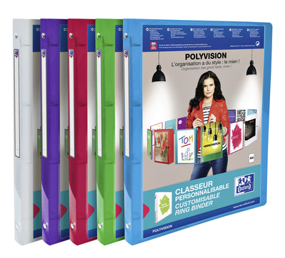 Oxford - Carpeta de anillas de presentación Polyvision A4 4 anillas O-mech 20mm surtido | 12 piezas