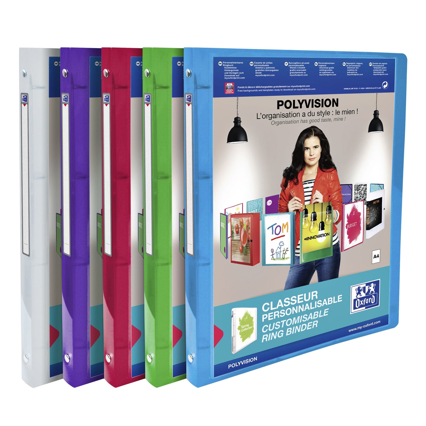 Oxford - Presentation ring binder Polyvision A4 4-ring O-mech 20mm assorted | 12 pieces