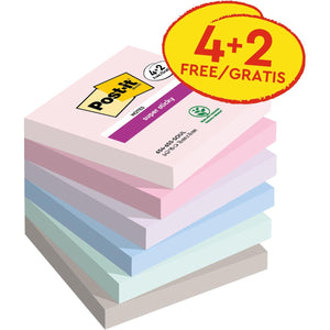 Post-it - Bloc-notes 654 Super Sticky 76x76mm 4+2 gratuits Soulful