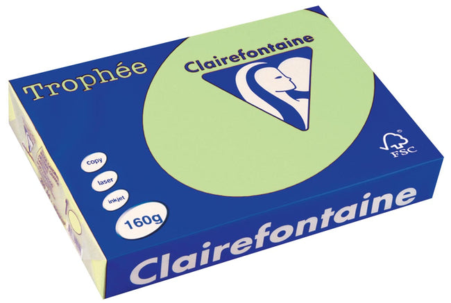 Clairefontaine - Trophée Tel, papier coloré, A4, 160 g, 250 feuilles, vert