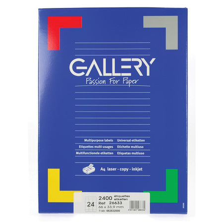 Gallery -   witte etiketten, ft 66 x 33,9, ronde hoeken, doos van 2.400 etiketten