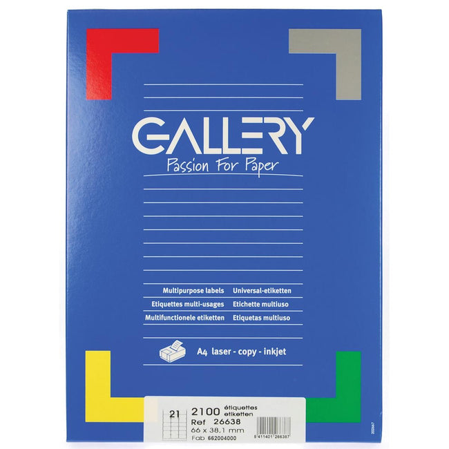 Galleria - etichette bianche ft 66 x 38,1 mm (l x a), angoli arrotondati, scatola da 2.100 etichette