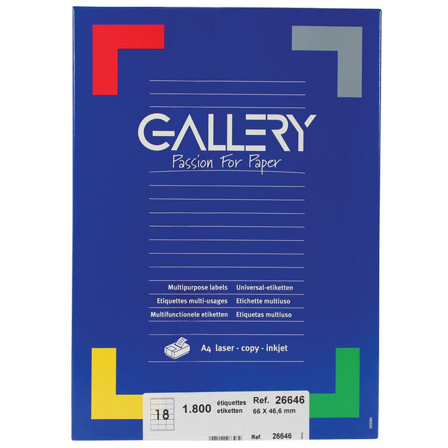 Galleria - etichette bianche ft 66 x 46,6 mm (l x a), angoli arrotondati, scatola da 1.800 etichette